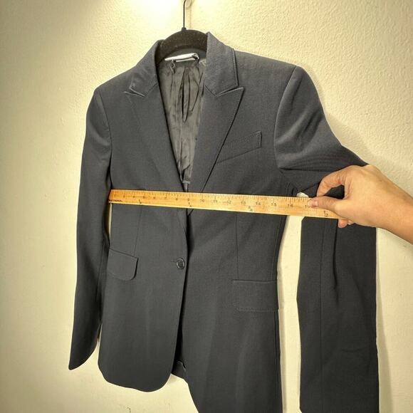 Akris Punto Black Single Button Front Flap Pockets Shoulder Pad Blazer Jacket 2 - Picture 11 of 12